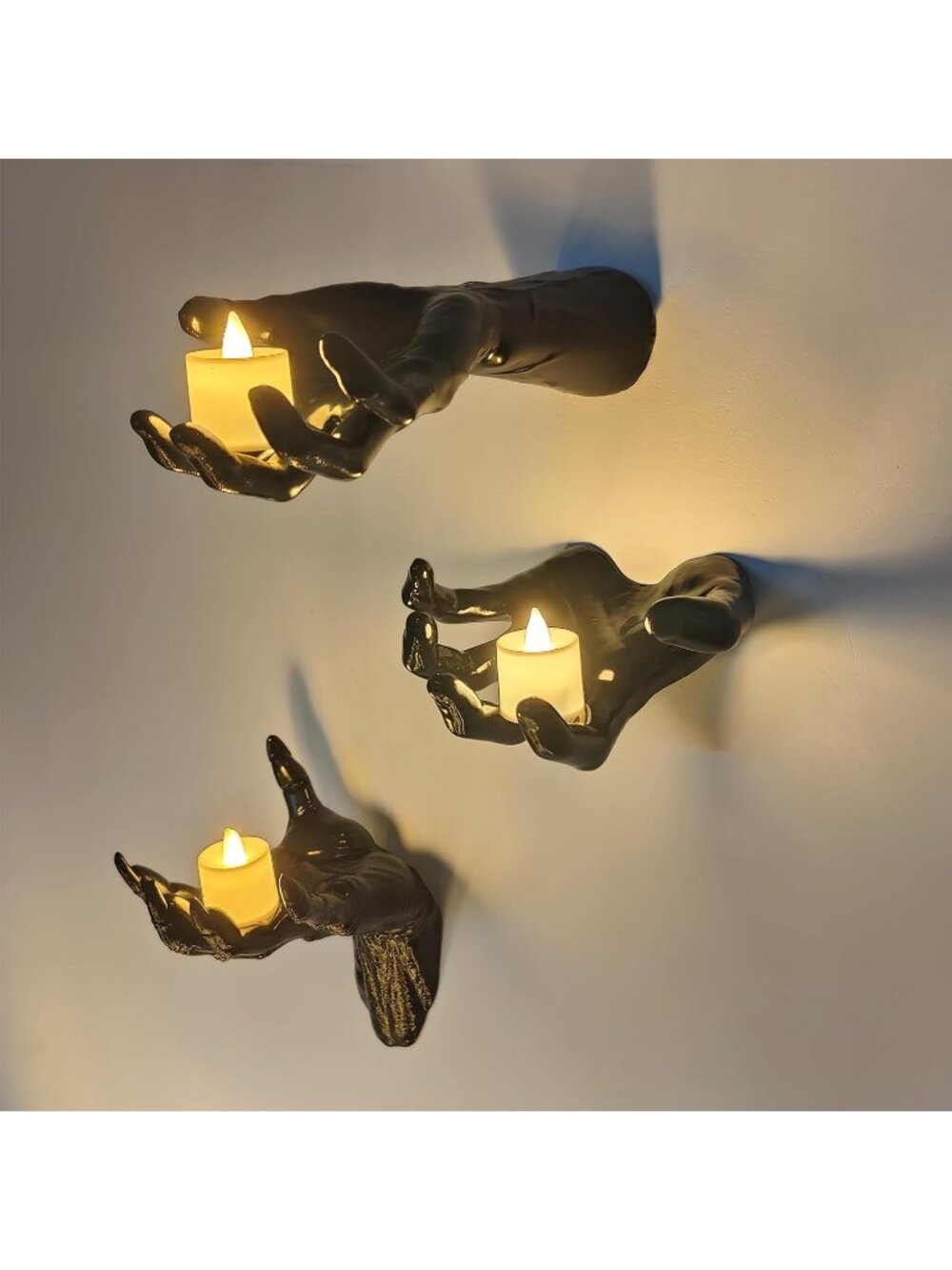 New 3 Set Halloween Creepy Hands with Candles Life-Size Wall Decor Indoor Outdoo